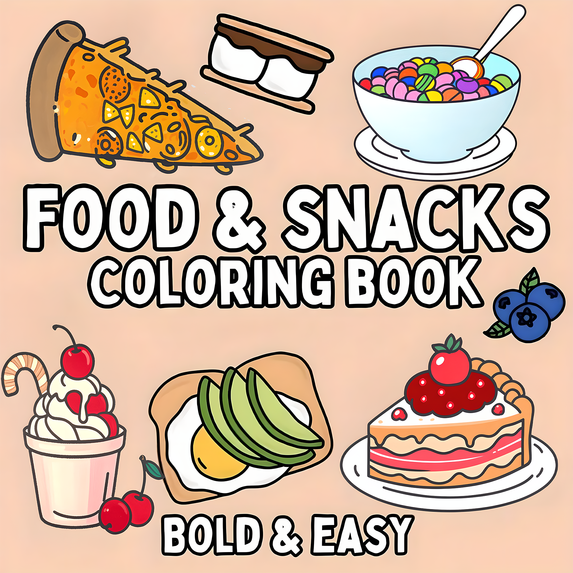 Food And Snacks Coloring Book - Delicious Food & Snack Themed Adult