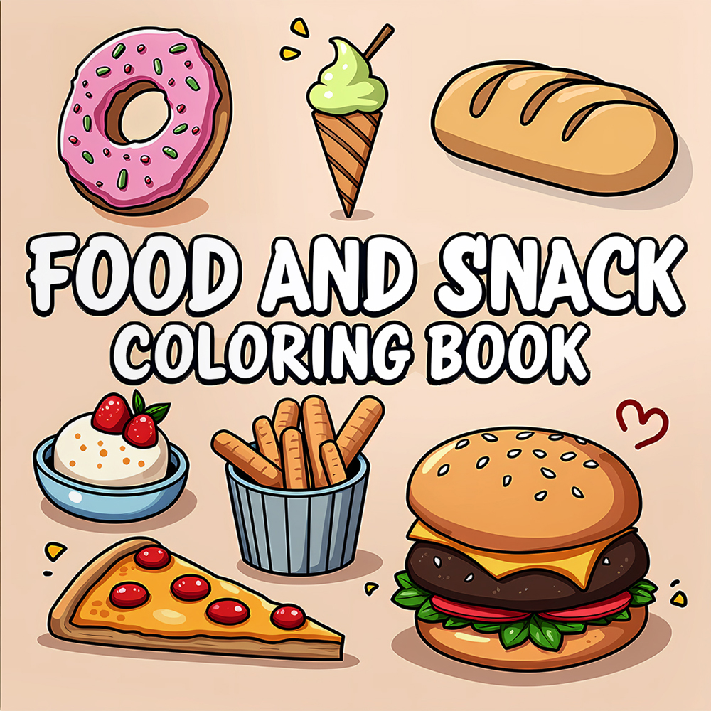 Food And Snacks Coloring Book - FOOD AND SNACK Coloring Book For