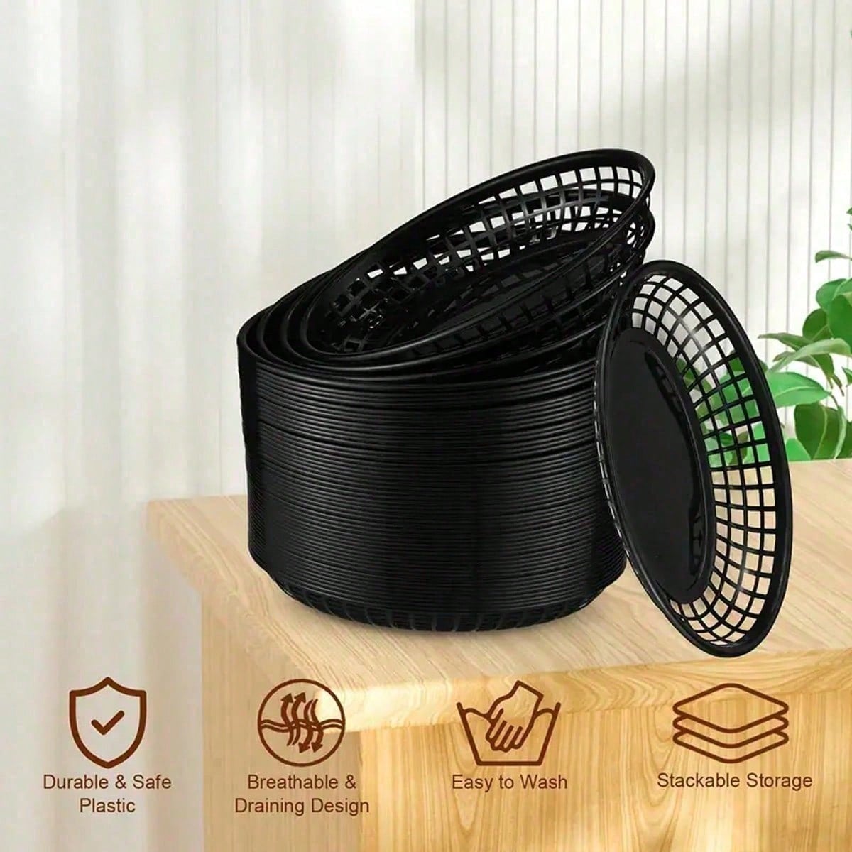 10 Oval Plastic Baskets, Porta - Food Snacks Basket 评论和价格