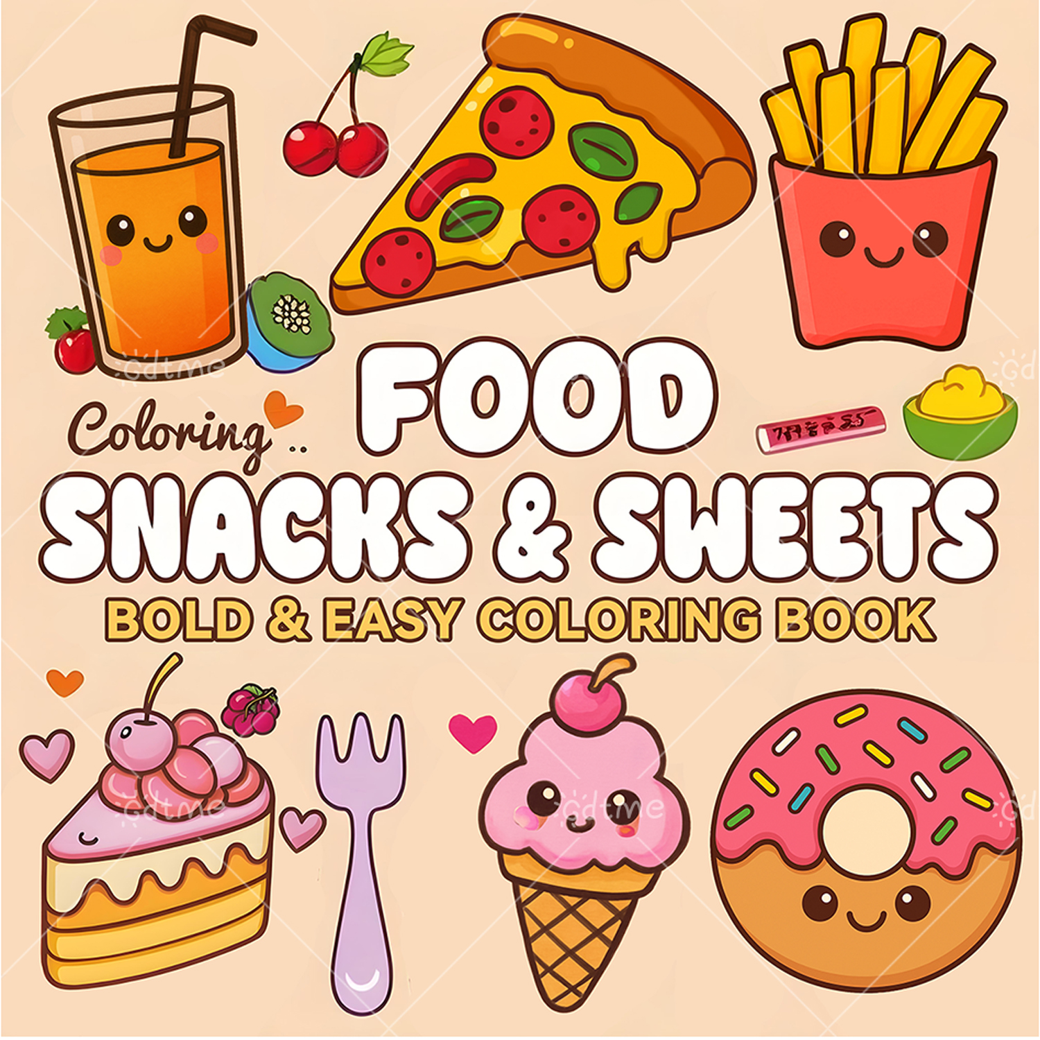 FOOD SNACKS & SWEETS Themed Co - Food And Snacks Coloring Book 评论和价格