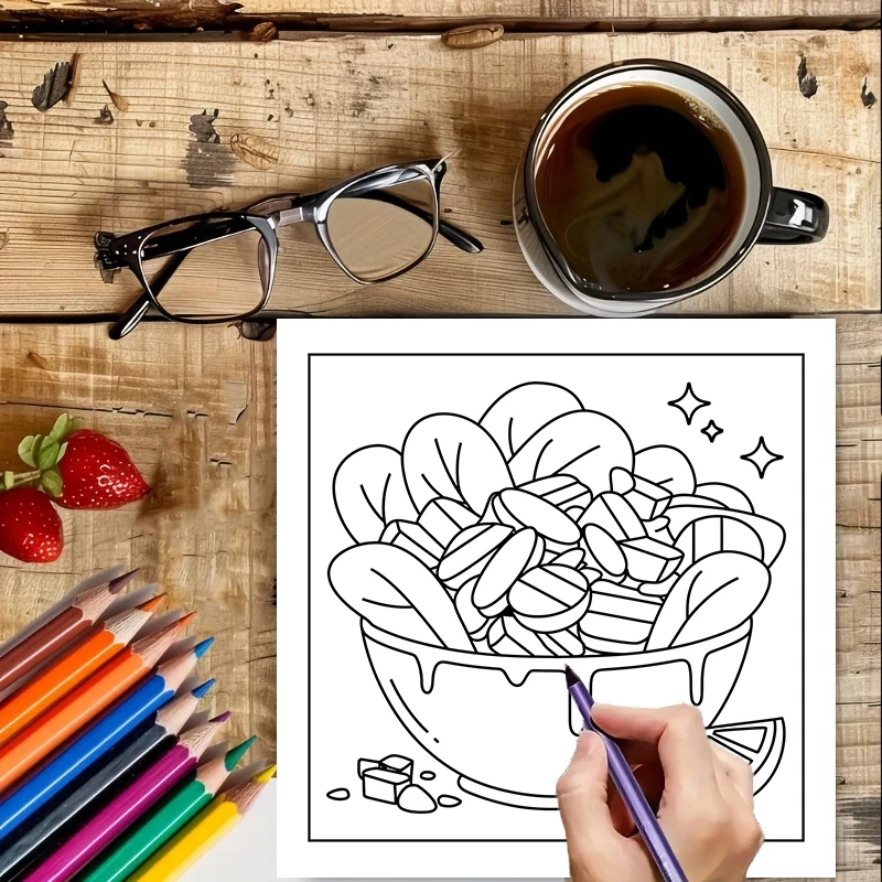Easy Food and Snacks Coloring  - Food And Snacks Coloring Book 评论和价格