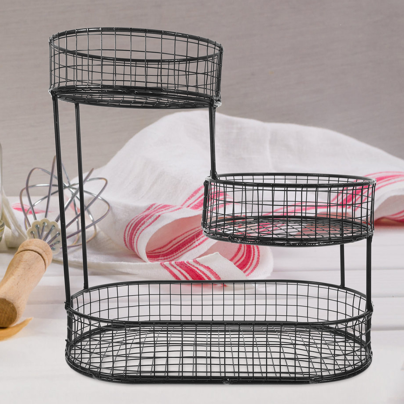 3-Tier Metal Wire Fruit Basket - Food Snacks Basket 评论和价格