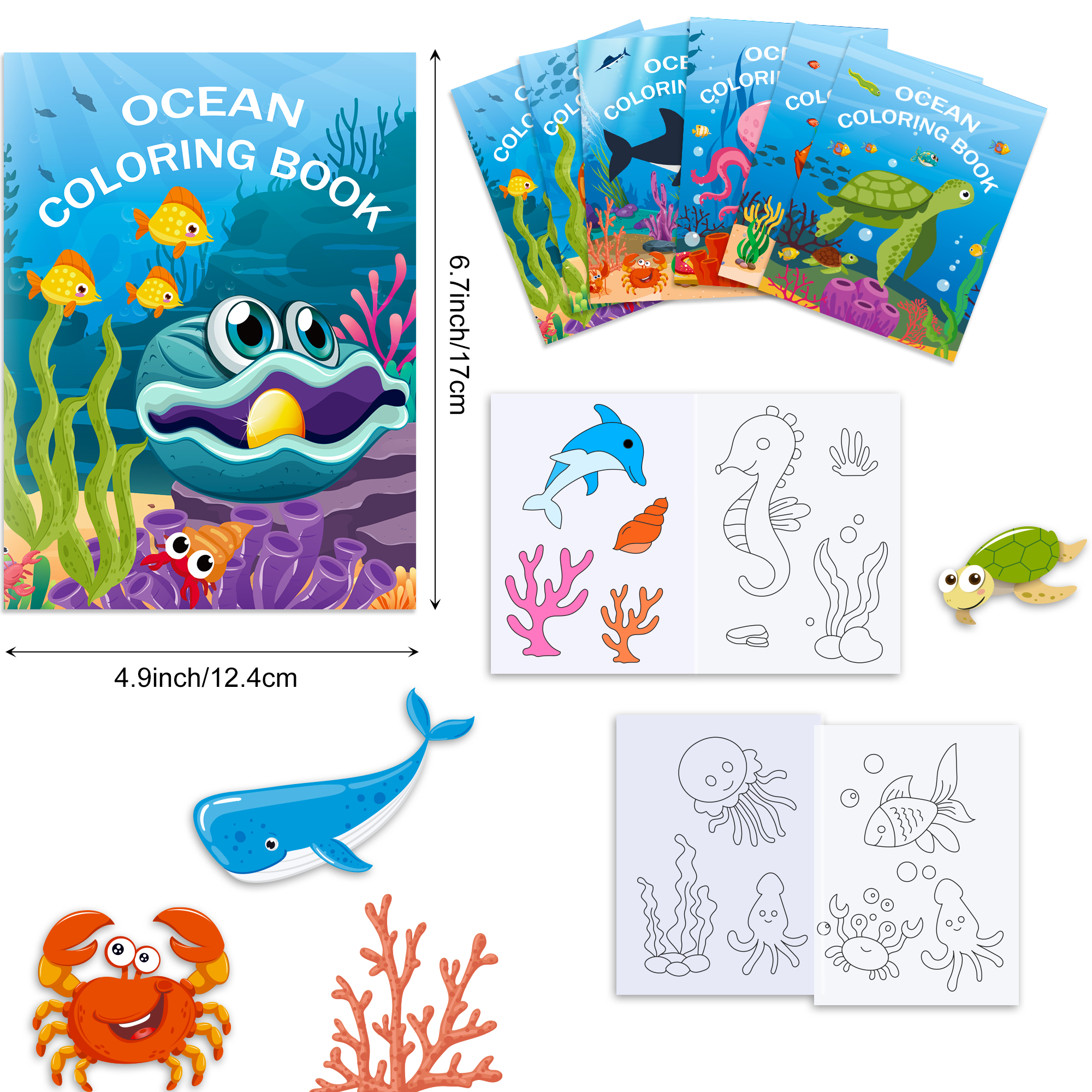 16pcs Cartoon Underwater World - Food And Snacks Coloring Book 评论和价格