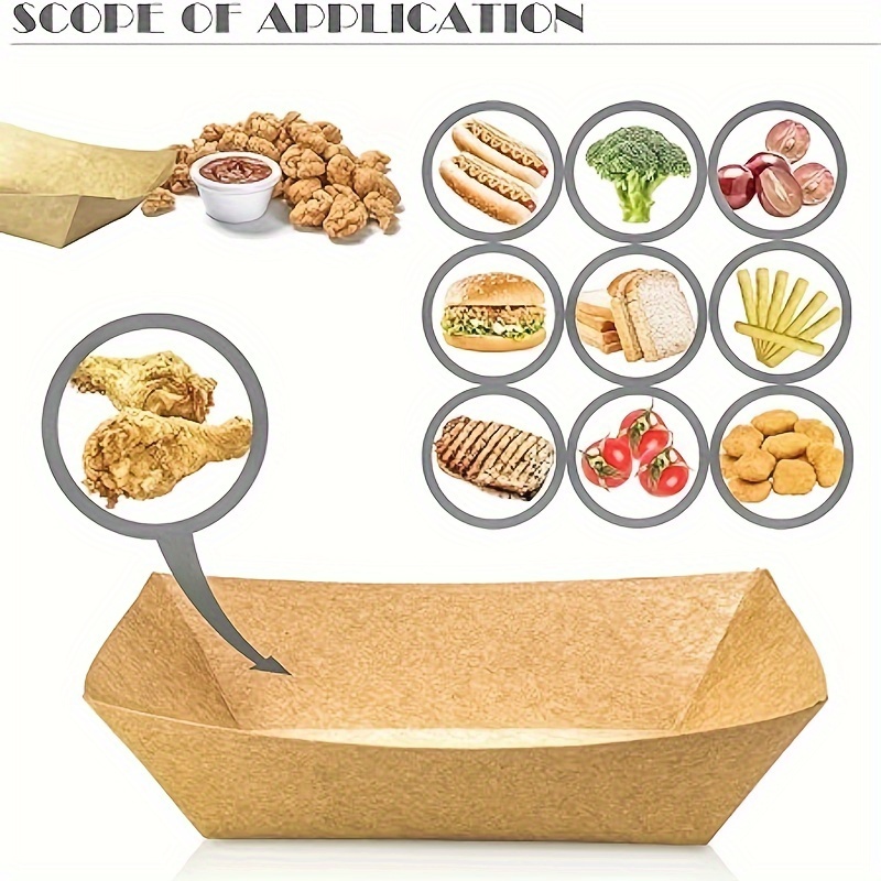 100pcs Kraft Paper Food Tray H - Food Snacks Basket 评论和价格