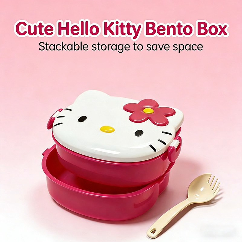 Kitty Double Layer Lunch Box F - Food Grocery Snacks 评论和价格