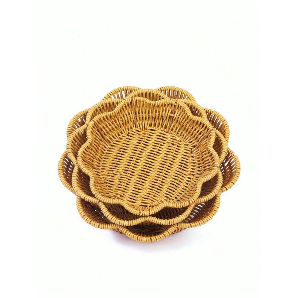 1pc Handmade Woven Rattan Styl - Food Snacks Basket 评论和价格