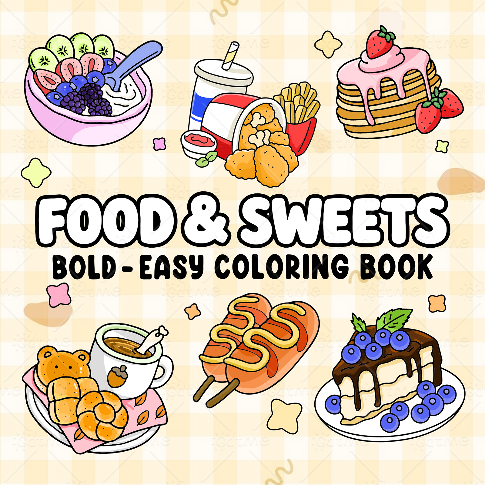 FOOD SWEETS Bold-easy Patterns - Food And Snacks Coloring Book 评论和价格
