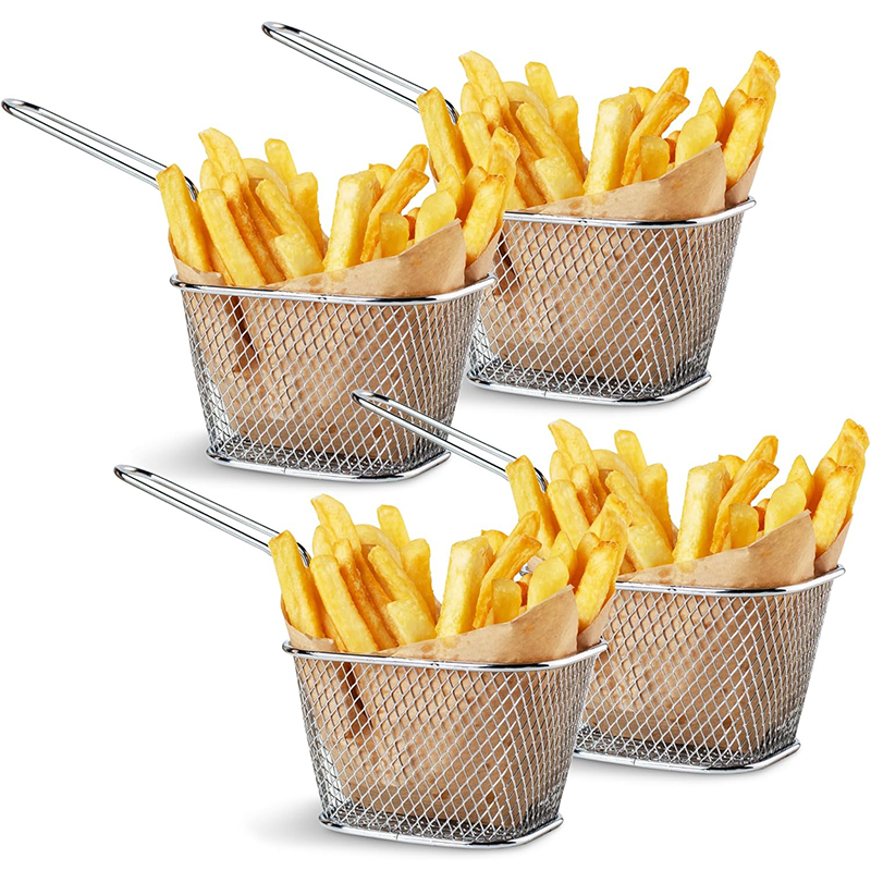 4Pcs Mini Square Fry Basket St - Food Snacks Basket 评论和价格