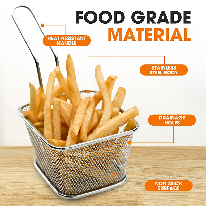 4Pcs Mini Square Fry Basket St - Food Snacks Basket 评论和价格