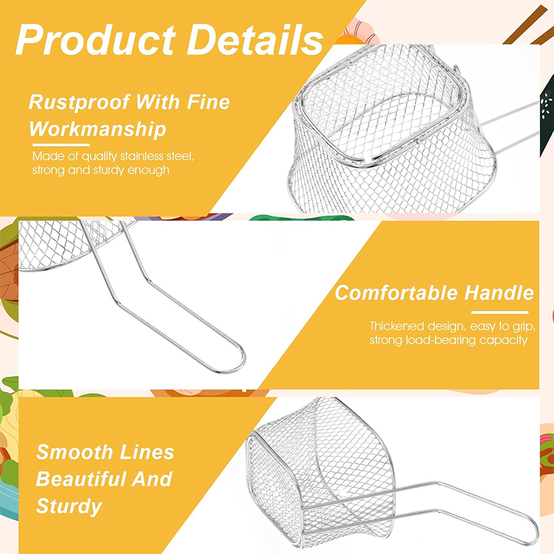 4Pcs Mini Square Fry Basket St - Food Snacks Basket 评论和价格