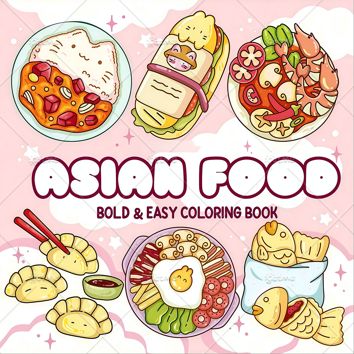ASIAN Food Bold-easy Patterns  - Food And Snacks Coloring Book 评论和价格