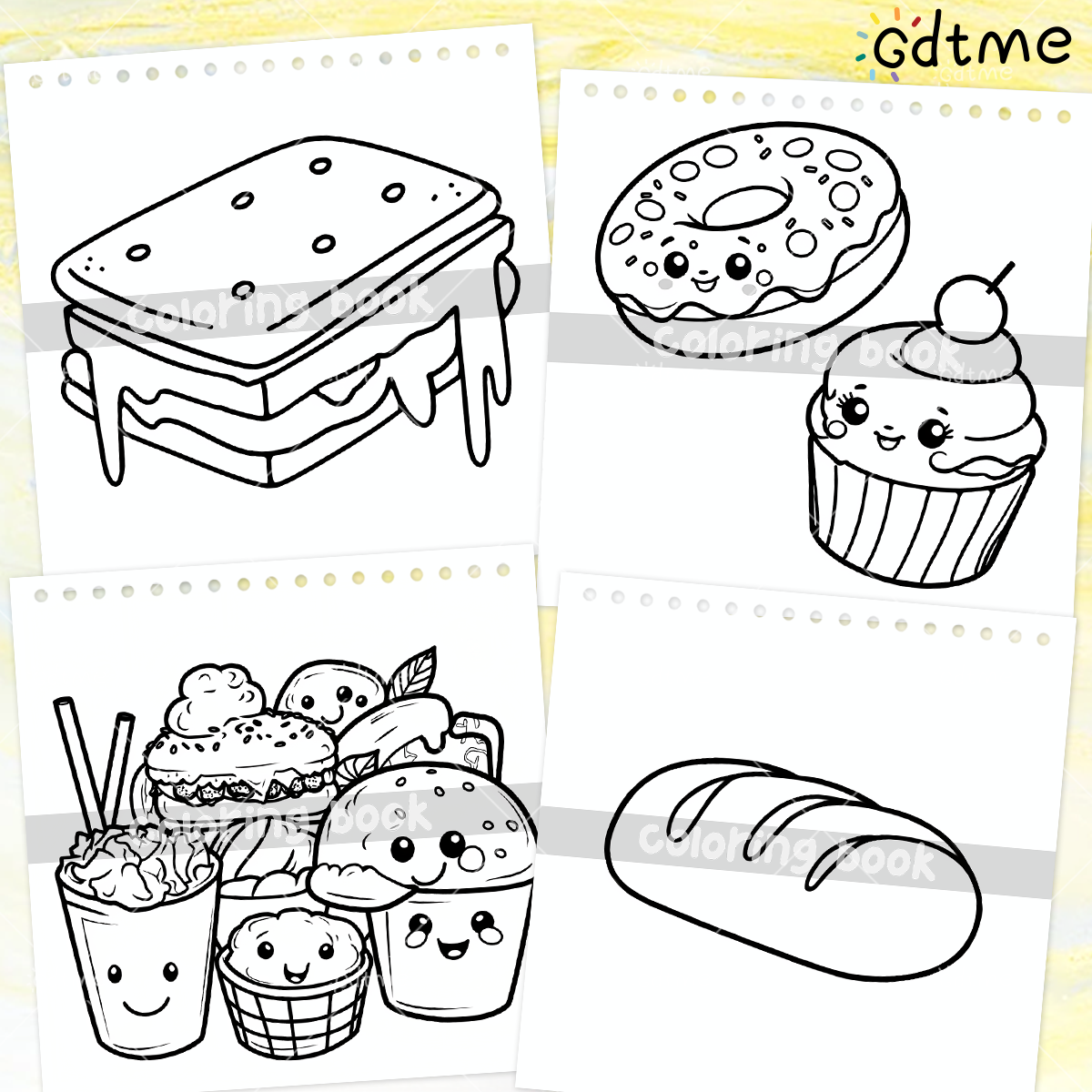 FOOD SNACKS & SWEETS Themed Co - Food And Snacks Coloring Book 评论和价格