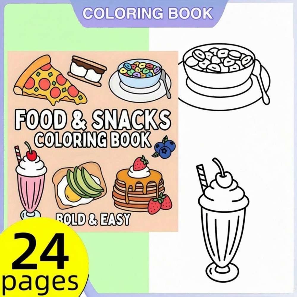 Food and Snacks Coloring Book  - Food And Snacks Coloring Book 评论和价格