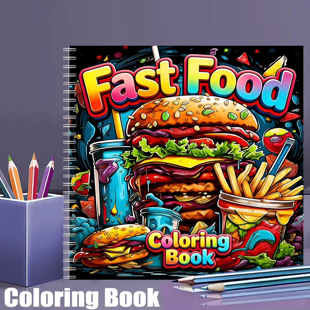 Fast Food Coloring Book for Ad - Food And Snacks Coloring Book 评论和价格